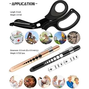 MEUUT 3 Pack Medical Scissors and penlights for Nurses with Four Batteries-One 8" Patented Trauma Scissor Bandage Scissor Two LED Pen lights for Nurse Doctor EMT First Aid