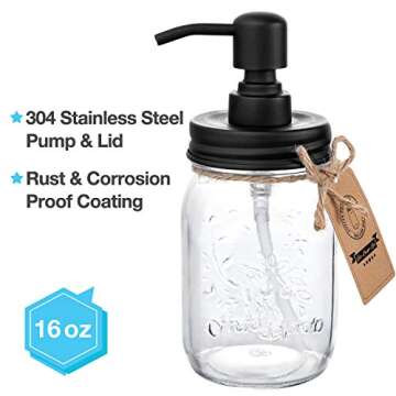 5 Pcs Mason Jar Bathroom Accessories Set - Mason Jar Soap Dispenser & 2 Apothecary Jars & Toothbrush...