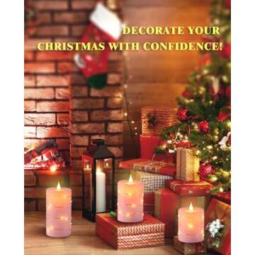 Upinmz Flickering Flameless Candles with Embedded String Lights, Battery Operated Candles with Remote Control and Timer,LED Candles for Home Decoration,Real Wax, 3 Pack Pink