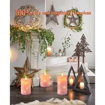 Flickering Flameless Candles with String Lights 3-Pack