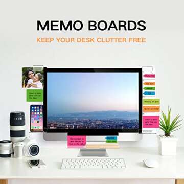 Monitor Memo Boards for Computer, Set of 3 (Left & Right & Bottom) Multifunction Acrylic Screen Mess...