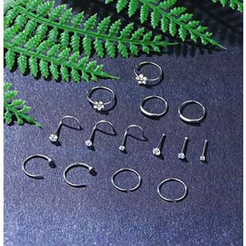 Stylish FUNRUN 22g 316L Stainless Steel Nose Rings