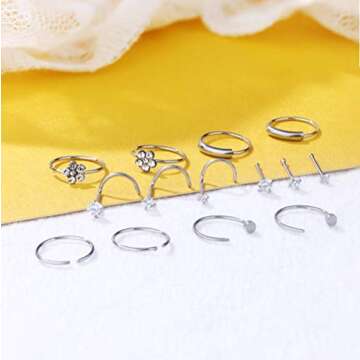 Stylish FUNRUN 22g 316L Stainless Steel Nose Rings