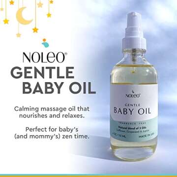 NOLEO Gentle Baby Oil - Calming Baby Oil for Newborn w/Grapeseed, Safflower & Jojoba Baby Skin Care ...