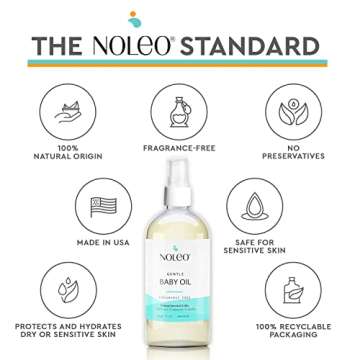NOLEO Gentle Baby Oil - Calming Baby Oil for Newborn w/Grapeseed, Safflower & Jojoba Baby Skin Care Natural Oils - Baby Oil Organic for Sensitive Skin, No Fragrance & No Perfumes - 4 oz