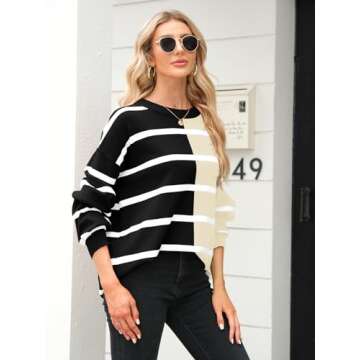 Stylish Fisoew Striped Pullover Sweater for Women
