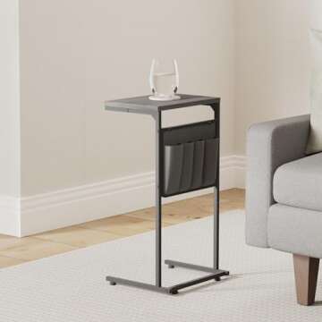 Vantic C Shaped End Table, Small Side Table for Couch and Recliner, Slide Under Sofa Tray Desk with ...