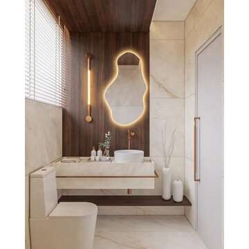 FAWdecor Modern Irregular LED Lighted Bathroom Mirror