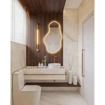 FAWdecor Modern Irregular LED Lighted Bathroom Mirror
