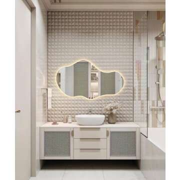 FAWdecor Modern Irregular LED Lighted Bathroom Mirror