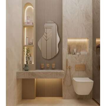 FAWdecor Modern Irregular LED Lighted Bathroom Mirror