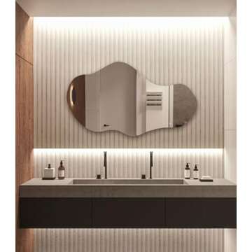 FAWdecor Modern Irregular LED Lighted Bathroom Mirror