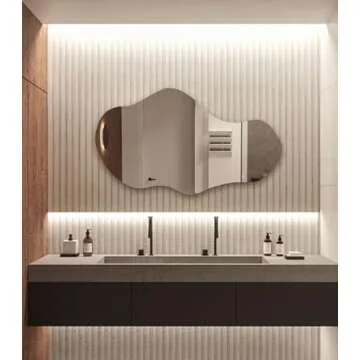 FAWdecor Modern Irregular LED Lighted Bathroom Mirror