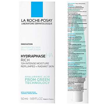 La Roche-Posay HydraphaseHA Rich, Hyaluronic Acid Face Moisturizer for Dry Skin with 72HR Hydration,...