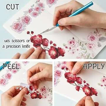 Cratey Floral Washi Tape Set - 12 PET & Washi Tapes for Journaling Stickers, Scrapbooking Supplies, Planner, Bullet Journals,Arts & Crafts. Use as Stickers