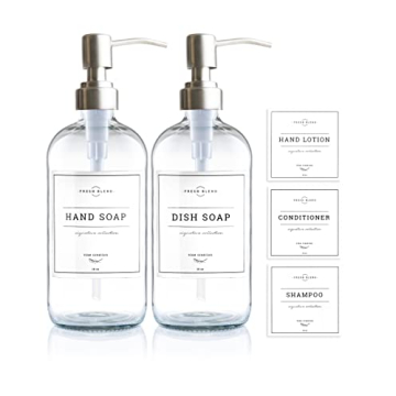 Vine Creations Elegant Clear Glass Soap Dispenser Set 16 oz