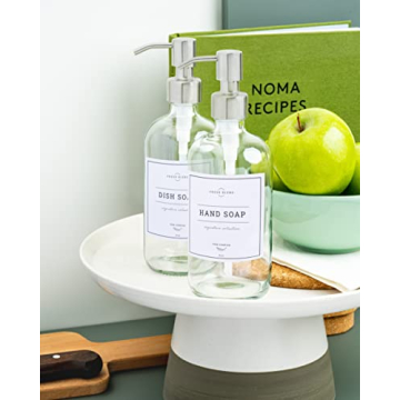 Vine Creations Elegant Clear Glass Soap Dispenser Set 16 oz