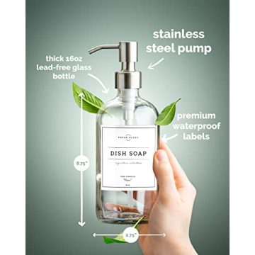 Vine Creations Elegant Clear Glass Soap Dispenser Set 16 oz