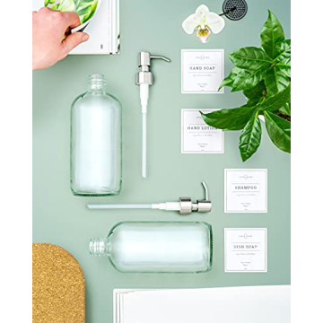 Vine Creations Elegant Clear Glass Soap Dispenser Set 16 oz