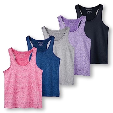 Real Essentials Pack of 5 Women's Quick Dry-Fit Athletic Tank Tops - Stylish and Comfortable Activew...