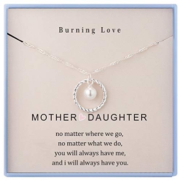 Burning Love Mother Daughter Necklace Gifts for Mom from Daughter Sterling Silver Circle Necklace fo...