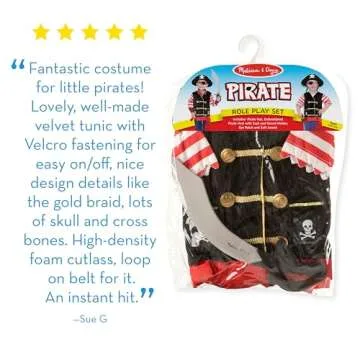 Melissa & Doug Pirate Role Play Costume Dress-Up Set With Hat, Sword, and Eye Patch