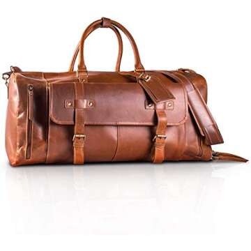 KomalC Leather Travel Duffel Bags for Men and Women Full Grain Leather Overnight Weekend Leather Bag...