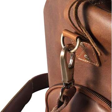 KomalC Leather Travel Duffel Bags for Men and Women Full Grain Leather Overnight Weekend Leather Bags Sports Gym Duffle. (Tan With Shoe Pocket)