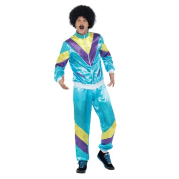 Smiffys 80s Height of Fashion Shell Suit Costume for Men - Blue, Size L