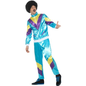 Smiffys Blue 80s Shell Suit Costume for Men, Size L