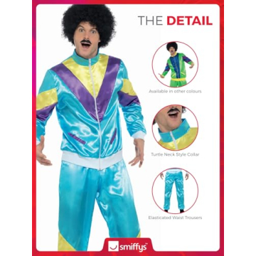 Smiffys Blue 80s Shell Suit Costume for Men, Size L