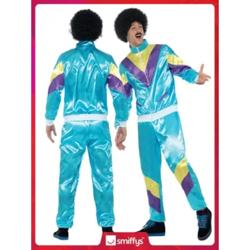 Smiffys Blue 80s Shell Suit Costume for Men, Size L