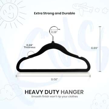 Utopia Home Kids Hangers Velvet (30 Pack) - 11 Inch Durable Baby Hangers for Closet - Perfect Toddle...