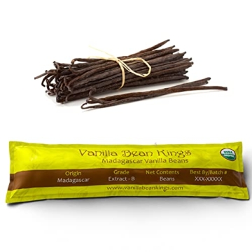 5 Organic Madagascar Vanilla Beans - Grade B Pods for Baking & Brewing