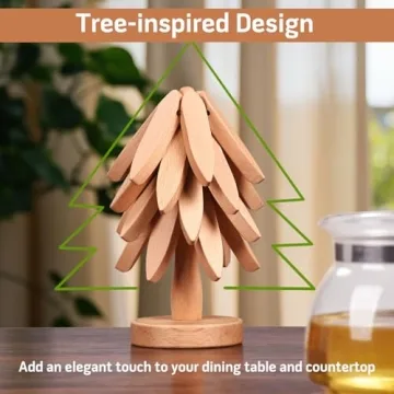Charming Tree Shape Wooden Trivet Set for Hot Dishes