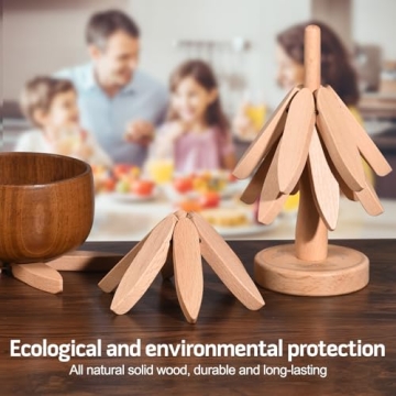 Charming Tree Shape Wooden Trivet Set for Hot Dishes