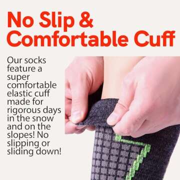 Pure Athlete High Performance Wool Ski Socks - Thermal Warm Merino Wool OTC Sock, Men Women