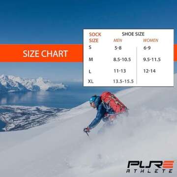 Pure Athlete High Performance Wool Ski Socks - Thermal Warm Merino Wool OTC Sock, Men Women