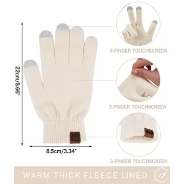 FZ FANTASTIC ZONE Women's Winter Touchscreen Wool Magic Gloves Warm Knit Fleece Lined for Women