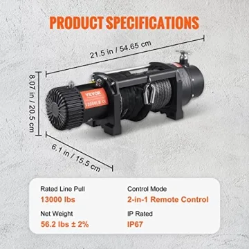 VEVOR Electric Winch 13000lb Load Powerful Wireless Control