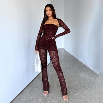 Molilove Sexy Lace Clubwear Set for Trendy Women