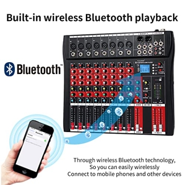 8 Channel FULODE CT-80S Audio Mixer with Bluetooth