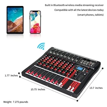 8 Channel FULODE CT-80S Audio Mixer with Bluetooth