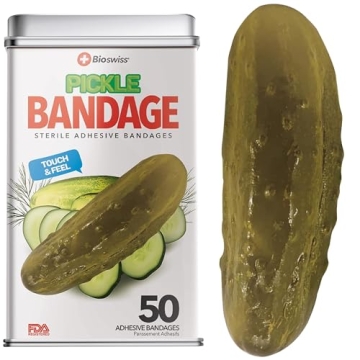 BioSwiss Bandages, Pickle Shaped Self Adhesive Bandages, Latex Free Sterile Wound Care, Fun First Ai...