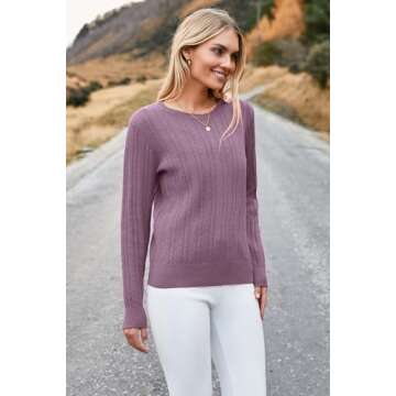 Arach&Cloz 2025 Womens Sweater Spring Fashion Knit Business Outfits Crewneck Spring Tops Blouses Lon...