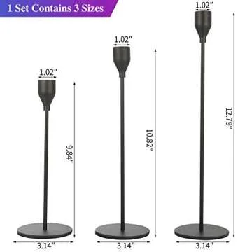 Anndason Set of 6 Black Taper Candle Holders Decorative Candlestick Holder for Home Decor, Wedding, Dinning, Party, Anniversary (Black)