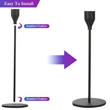 Anndason Set of 6 Black Taper Candle Holders Decorative Candlestick Holder for Home Decor, Wedding, Dinning, Party, Anniversary (Black)