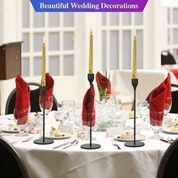 Anndason Set of 6 Black Taper Candle Holders Decorative Candlestick Holder for Home Decor, Wedding, Dinning, Party, Anniversary (Black)