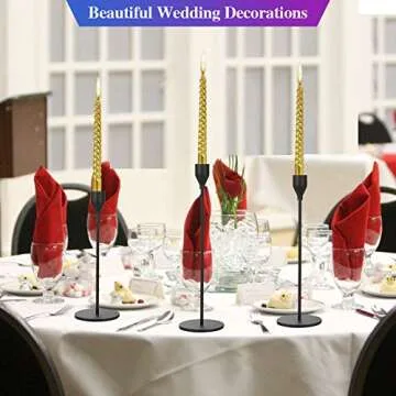 Anndason Set of 6 Black Taper Candle Holders Decorative Candlestick Holder for Home Decor, Wedding, Dinning, Party, Anniversary (Black)