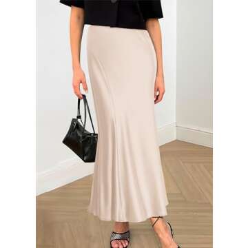 KIRUNDO Women's Satin Elastic High Waisted Maxi Skirt 2025 Trendy Summer Fall Winter Silk A-Line Casual Formal Work Skirts